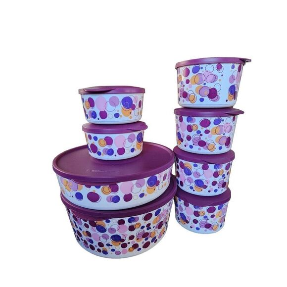 Tupperware "Stack, Store, Serve" snack canister set with locking seals. These ca - Picture 1 of 8